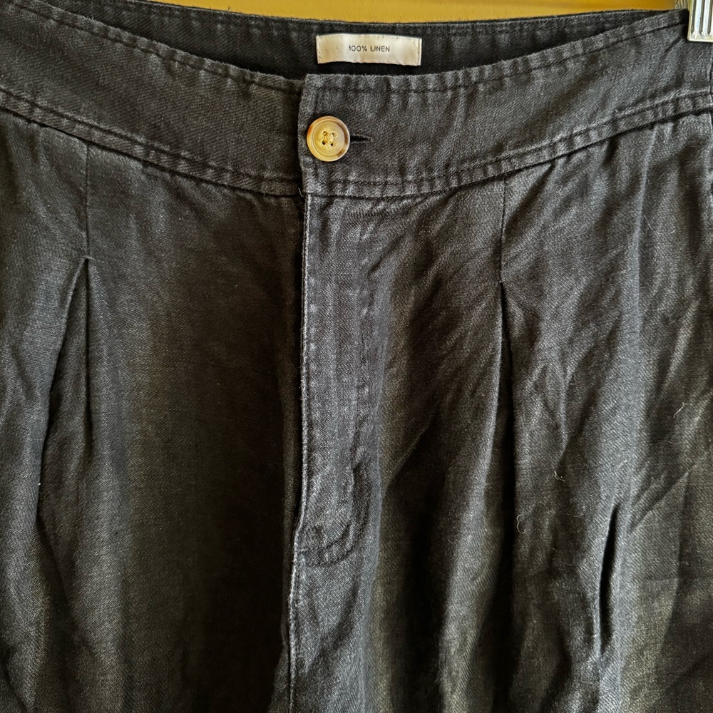 Halston Heritage Charcoal Linen Trousers - Picture 2 of 7